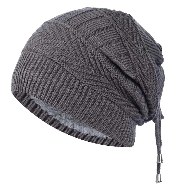 mens leather bomber hat New product autumn and winter multi-purpose pleated woolen hat, ladies outdoor plus cashmere knitted hat, warm hat, pullover hat sheepskin flying hat