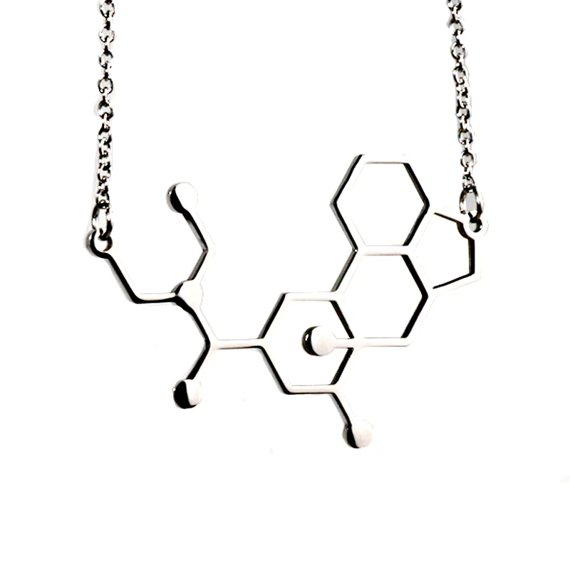 Silver pendant Ожерелье с кулоном молекулы, химическое молекулярное ожерелье s для женщин и мужчин, золото, серебро, биохимия, биология, ювелирное изделие, модный подарок, VN053 - Окраска металла: Silver pendant