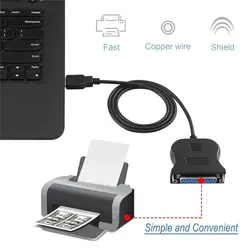 Adaptateur de câble pour imprimante parallèle, noir, Interface parallèle bidirectionnelle, USB à 25 broches DB25 