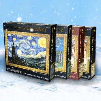 

3000 Pcs/Pack Famous Painting Puzzle Relieve Stress Thicken Assemble Jigsaw Intellective Educational Toys Home Decoration