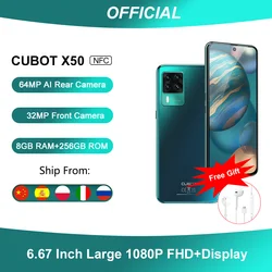 Cubot X50 Smartphone 8GB RAM 256GB ROM 64MP Quad Camera 6.67