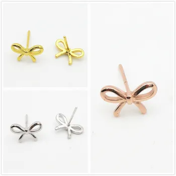 

Ladies S925 Sterling Silver Classic Bow Gold Rose Gold Stud Earrings Women Sterling Silver Bow Stud Earrings