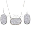 Oval Resin Druzy Drusy Pendant Necklace Hexagon Druse Charms Drop Earrings  Color Fashion Jewelry Set Gift ► Photo 3/6