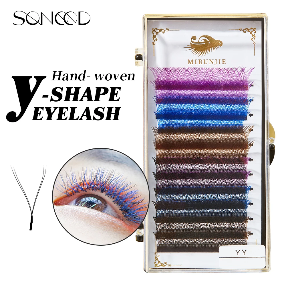 Soneed 10-15mm YY Premade Fans Eyelash Y Shape Individual Colored Lashes Fashion Extension Makeup Tools High Soft Quality Lash
