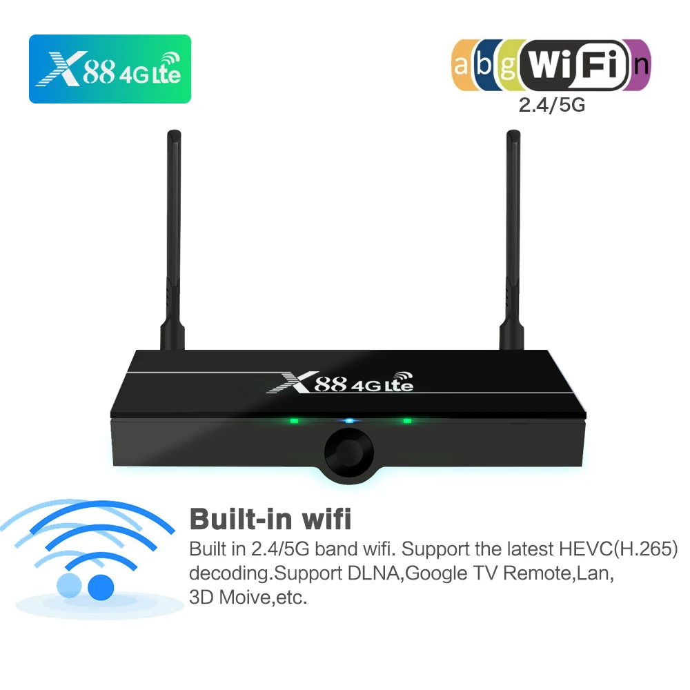 4G lte SIM Card X88 Wireless Smart TV Box Android 7.1 2GB 16GB Media Player 4K 5.8Ghz Youtube MINI TVBOX IPTV BOX