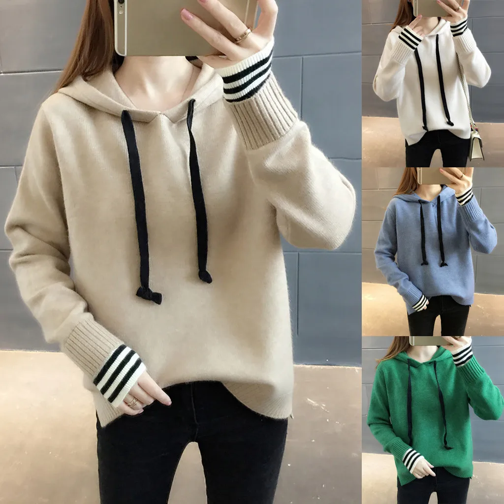 Ropa mujer bluza damsk толстовки женские повседневные однотонные с длинным рукавом негабаритных толстовка с завязками Трикотажные s moletom feminino