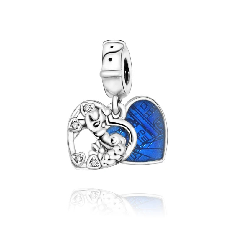 

2020 Valentine's New 100% Sterling silver pendant Lady and Tramp Heart Charm fit Original Pandora Bracelets Women gift jewelry