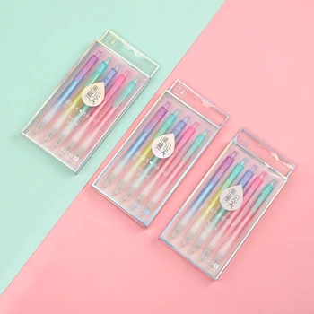 

JIANWU 5pcs/set 0.5mm gradient Press Gel pen translucent Smooth writing black ink neutral pen kawaii journal pen