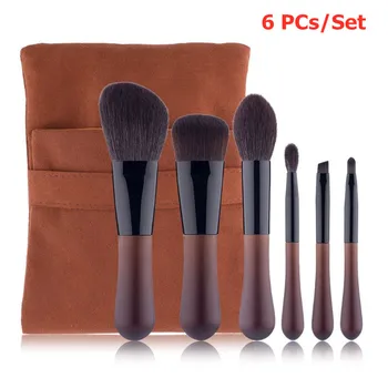 

6 PCs/Set Soft Artificial Wool Hair Makeup Brushes Eye Shadow Blush Highlight Mixing Make Up Brush Set With Portable Travel Bag