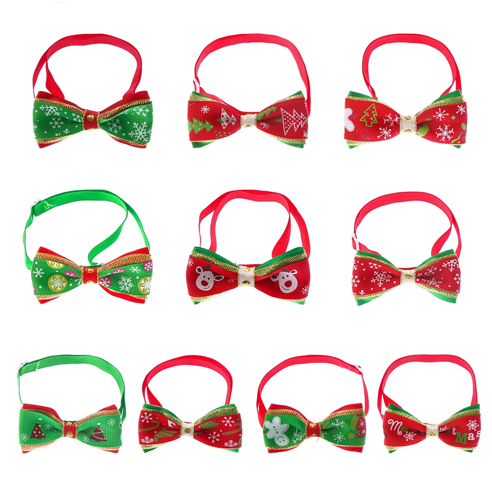 1PC Pet Cat Dog Collar Bow Tie Merry Christmas Adjustable Neck Strap Cat Dog Grooming Accessories Pet Product Xmas Supplies