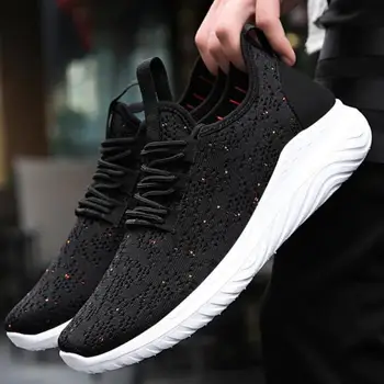 

Spring Men Shoes 2020 Flying Woven Fashion Breathable Casual Shoes Low-top Flat Shoes Men's Sneakers Outdoor Tennis Shoes D1195