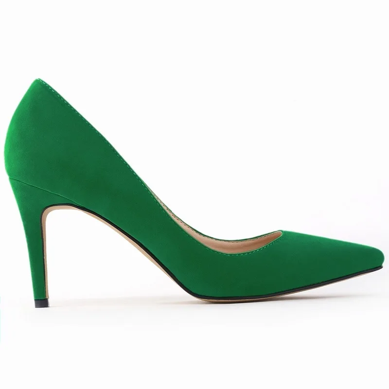 Women's Pumps Thin High heels Sexy Wedding Party Pointed Toe Flock 8CM Slip On shoes for women 2023 size 35-42 black blue