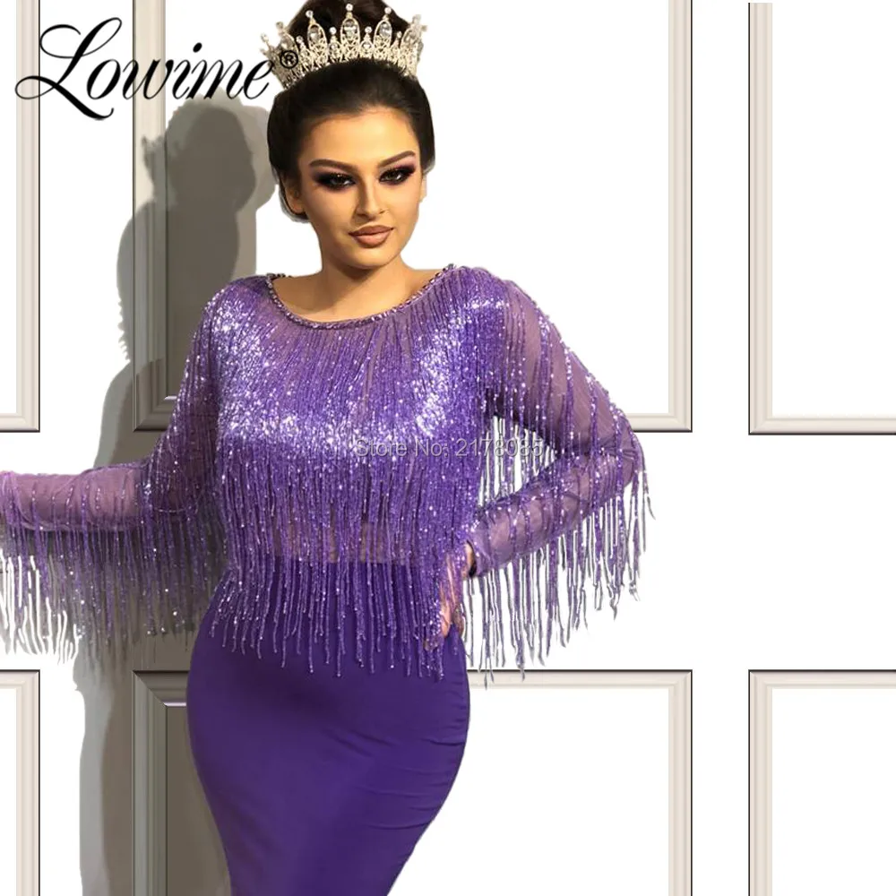 Robe De Soiree, Средний Восток, женское вечернее формальное платье Русалка с длинными рукавами, арабское платье для выпускного вечера, платья с бисером и кисточками, праздничная одежда, Abendkleider