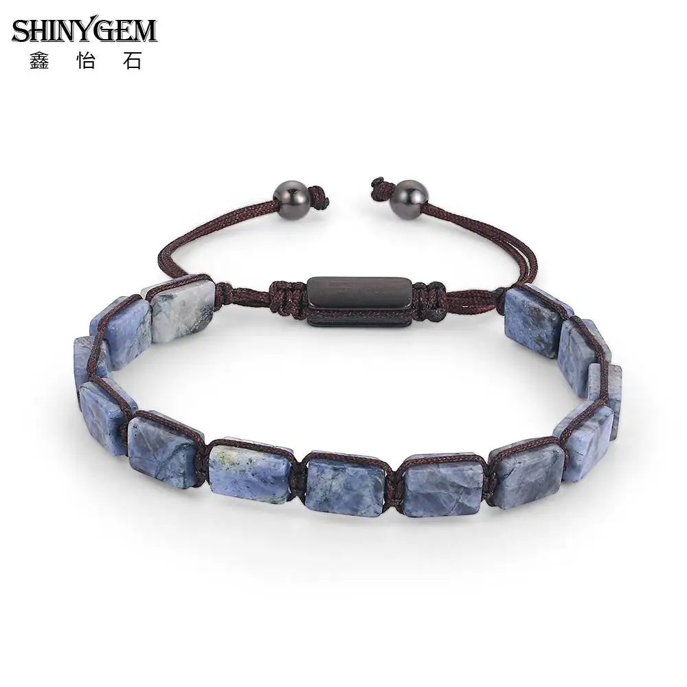 Ювелирные изделия SHINYGEM, ручная работа, разноцветный натуральный камень, бусины, кожа, обёрточная бумага, браслеты, браслеты для женщин, мужчин, богемный стиль, браслет - Окраска металла: Sodalite