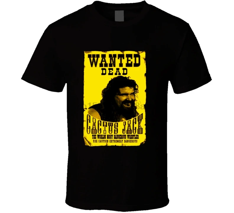Мик Фоли кактус Джек Mankind Wanted Dead or Alive Мужская черная футболка S-2XL