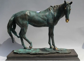 

---517+++14 Chinese Bronze Copper Marble Home Art Decoration Rest Horse Statue Sculpture