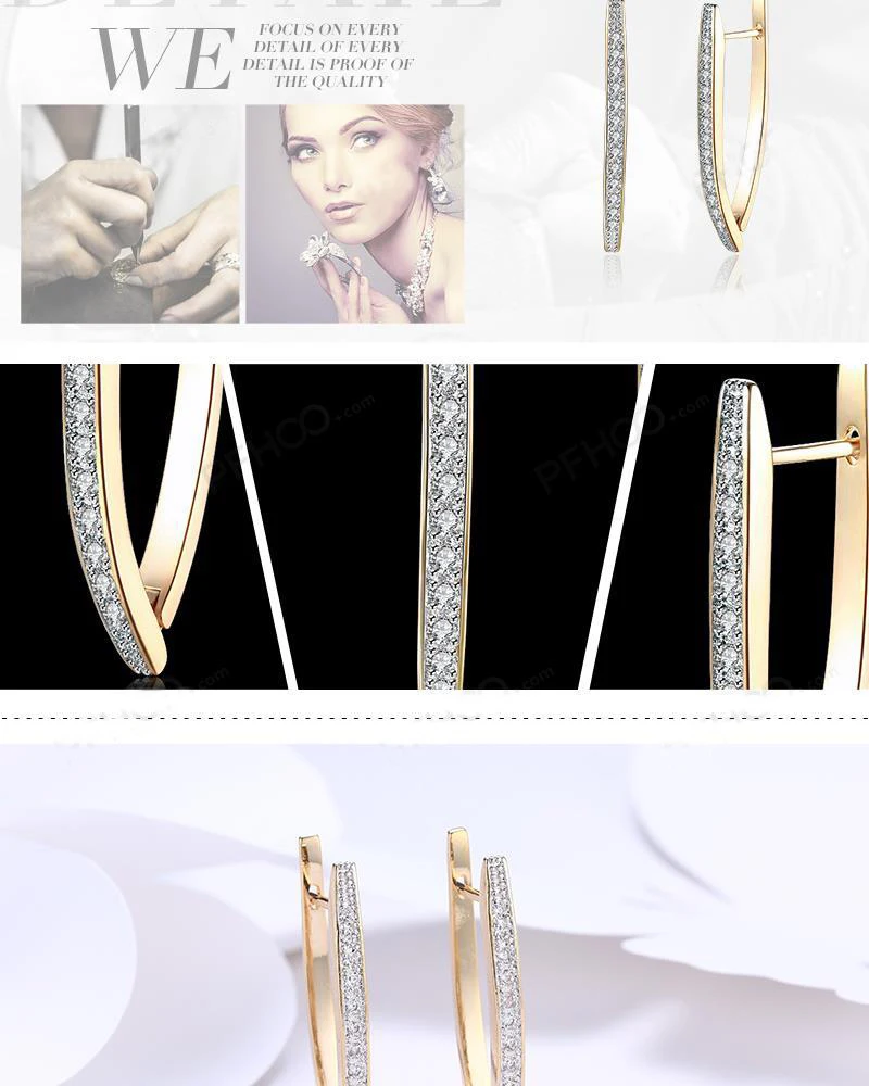 Rolilason долго циркон серьги 925 золотые серьги Элегантный бизнес подарки для женщин эксклюзивная создания Je1212