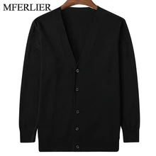 Весенний осенний мужской свитер, плюс размер, теплый Свободный Повседневный свитер с v-образным вырезом, обхват груди 140 см, мужской свитер