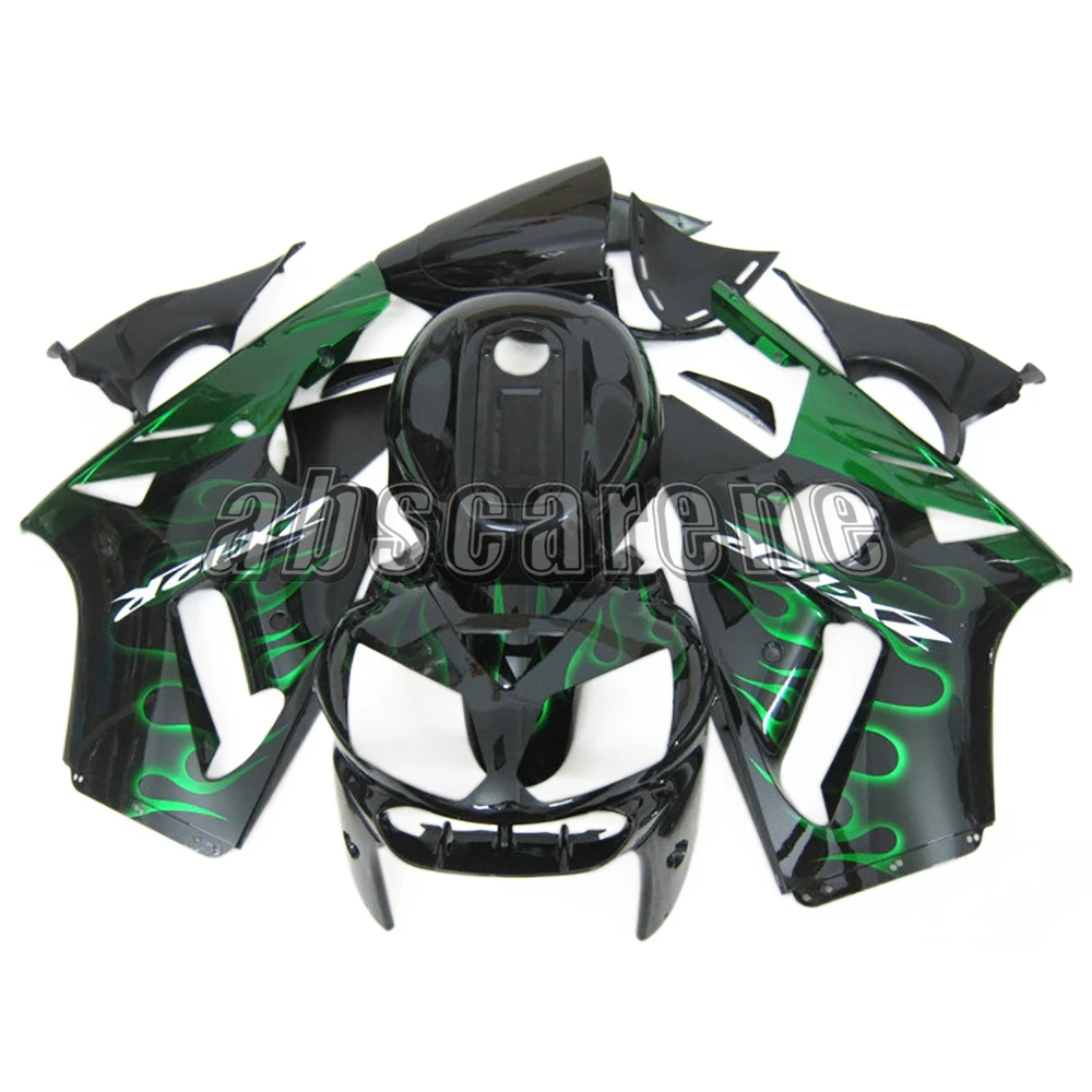 Black With Green Flames Full Fairing Kit For Kawasaki ZX12R ZX-12R 2000 2001 ABS Plastic Motorcycle Cowlings ZX-12R 2000 2001