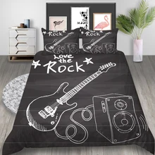 Набор постельных принадлежностей для гитары thumпостельные принадлежности в стиле рок, художественный пододеяльник, серый, королева, король, Твин, полный, одиночный, двойной, уникальная дизайнерская кровать, набор