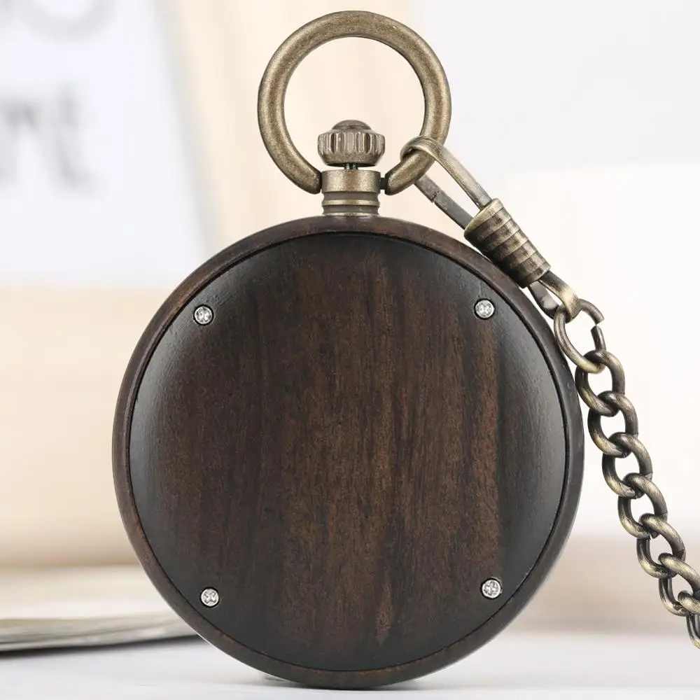 Glaucous Dial Ebony Rough Chain Pocket Watch Necklace Men Delicate Bronze Rough Chain Women Clock reloj bolsillo con cadena