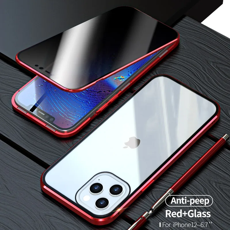 best iphone se case Anti Peep Magnetic Phone Case For iPhone 6s 7 8 Plus X XS XR 11 12 Pro Max SE Double Glass Metal Privacy Case for iPhone 13 Pro cool iphone se cases