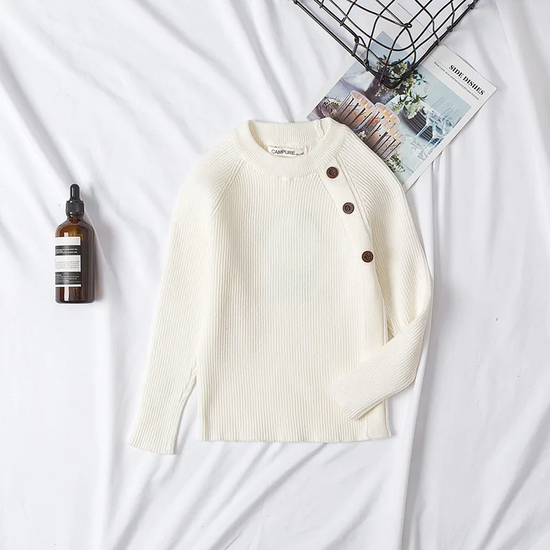 

INS CHILDREN'S Sweater New Style Knitted Pure Cotton Base Shirt Children Stripes Elasticity Body Hugging Sweater Baby bao nuan s