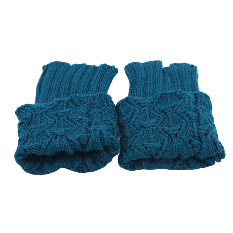 Peacock blue Зимние гетры для женщин вязаный манжет для ботинок трикотажные короткие леггинсы выдалбливают ботинок гетры - Цвет: Peacock blue