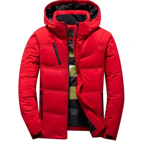 Мужские зимние парки, одноцветные, на молнии, мужская повседневная парка с капюшоном, мужские пальто, куртки, уличная спортивная парка, пальто, мужская куртка - Цвет: Красный