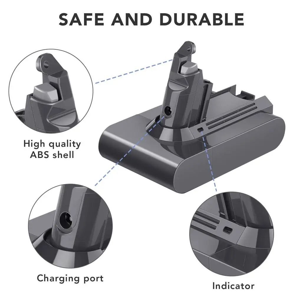 

3000mAh 21.6V Upgraded Lithium Battery Replacement Battery For Dyson V6 DC62 DC58 DC59 DC74 Handheld Vacuum Absorber Replacement