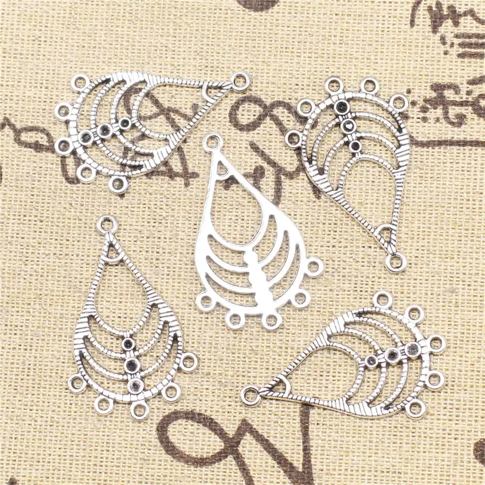 

Necklac Pendant 23x37mm Water Droplets Earring Connector Antique Silver Color 5pcs