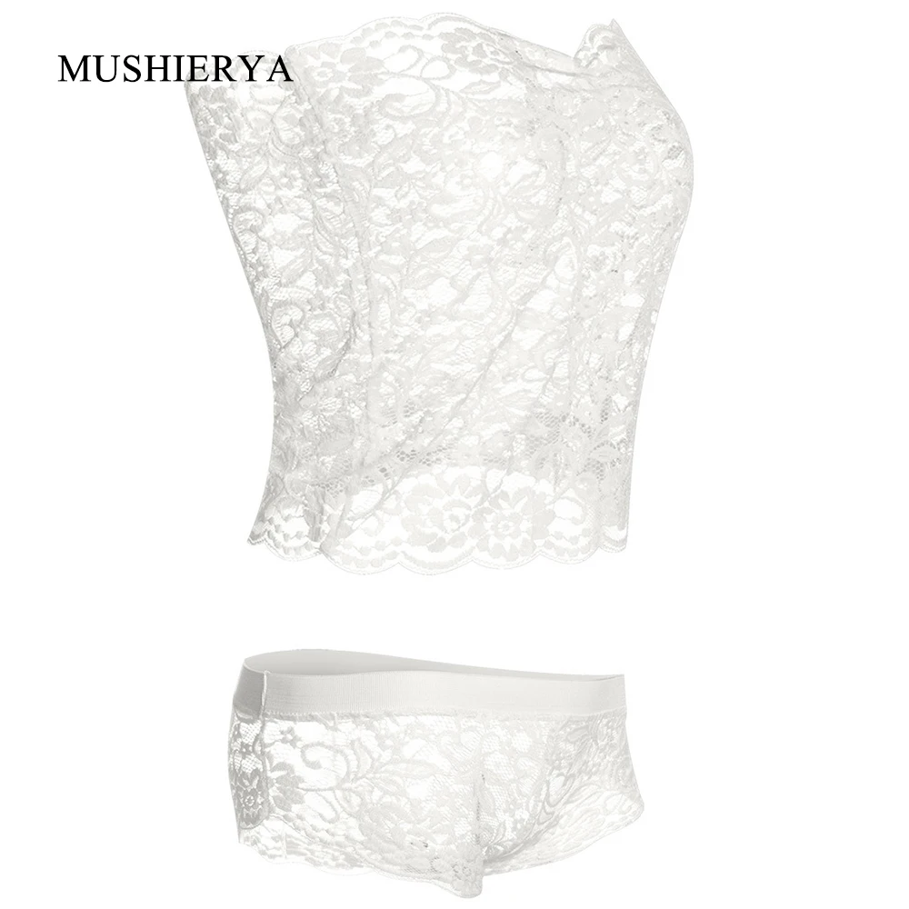 MUSHIERYA Новое Кружевное соблазнительное Эротическое белье набор с вышивкой Bralette Эротическое белье плюс размер Прозрачный женский сексуальный комплект нижнего белья