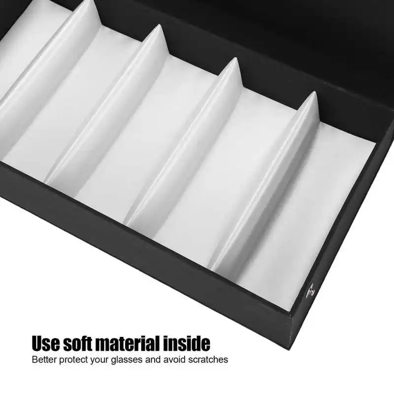 5 Grids Eye Glasses Storage Box Protective Eyeglasses Eyewear Sunglasses Display Case Travel Jewelry Organizer Holder