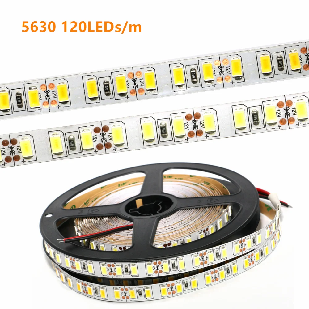 5630 SMD Светодиодная лента 120 светодиодов/м 12 В постоянного тока высокая яркость не