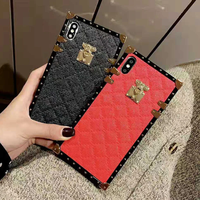 Luxury Cute Small Fragrance Grid Metal Sheepskin Soft Silicone Phone Case for iphone X 7 6s 6 S 8 plus X XS Max XR Fashion Cover (3)