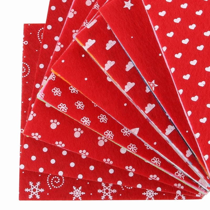 1mm Thickness Printed Non Woven Felt Polyester Fabric For DIY Handmade Sewing Doll&Crafts Material 10Pcs/Pack 15x15cm