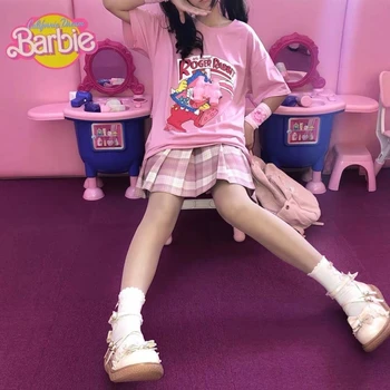 

Summer suit female student Korean version loose Japanese soft sister cute rabbit print T-shirt + jk pleated skirt two-piece suit