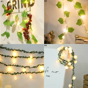 

2M/ 20 LEDs String Lights Artificial Garland Leaves Vine Fairy Light String Battery Powered DIY Hanging Light for Home Decor
