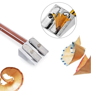 

1PCS High Quality Double Hole Metal Bevelled Double Hole Pencil Sharpener School Office Sharpener Stationery Pencil Sharpener