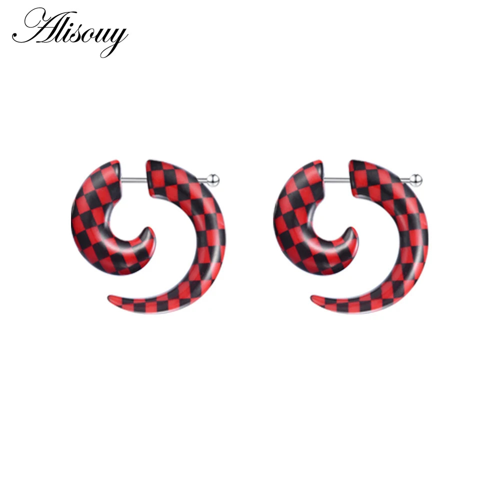 203g Red Black Alisouy 2 шт Поддельные Туннели уха акриловые накладные серьги хряща пирсинг уха расширения тела ювелирные изделия уха пробки и Туннели пирсинг - Окраска металла: 203g Red Black