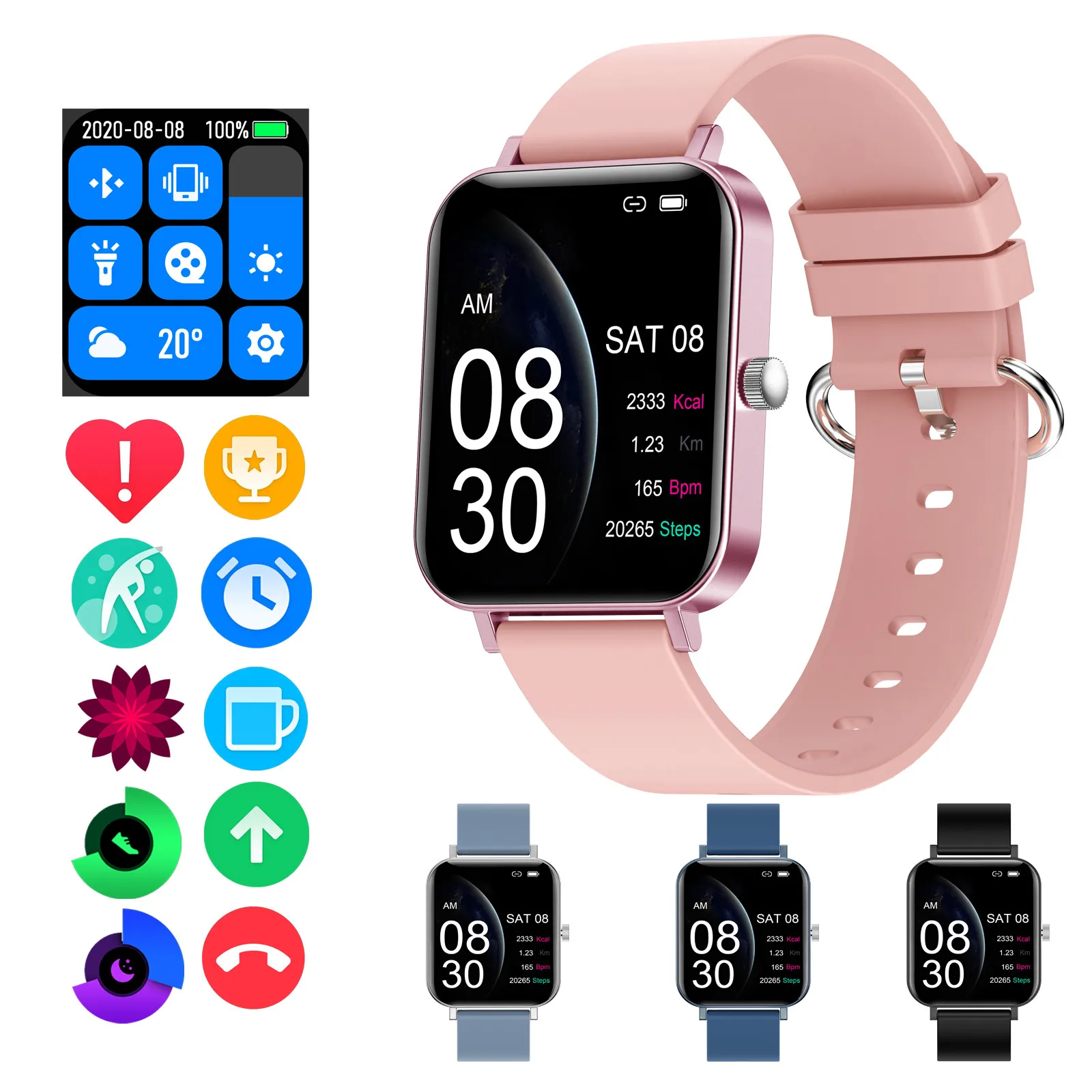 1.69 Inch Full Touch Hd Screen Smart Watch Ipx7 Waterproof Sport Tracker Support Bluetooth Calling Heart Rate Smartwatch | Электроника