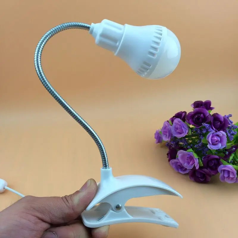 Настольный светильник USB DC 5 V, настольная лампа для чтения книг, настольная лампа с зажимом, светильник светодиодный, кровать, гибкий пластик