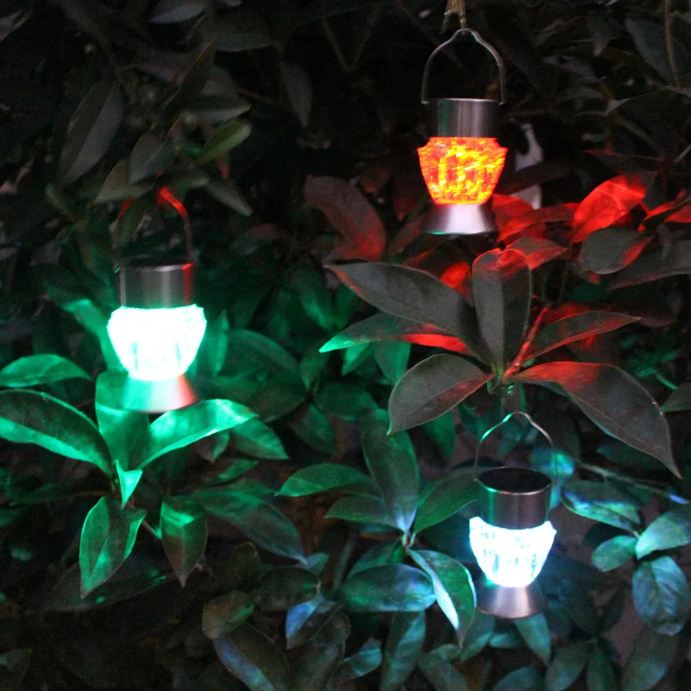 Solar Night Light Waterproof Solar Lights Camping Hanging LED Light Diamond Lamp 7 Colors Light For Gift Decoration Glass Lights