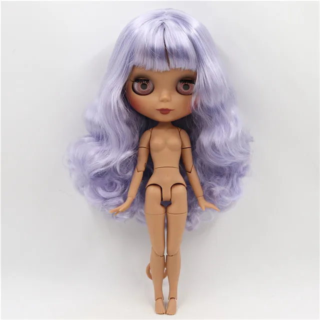 Neo Blythe Doll with Purple Hair, Dark Skin, Matte Cute Face & Custom Jointed Body 1