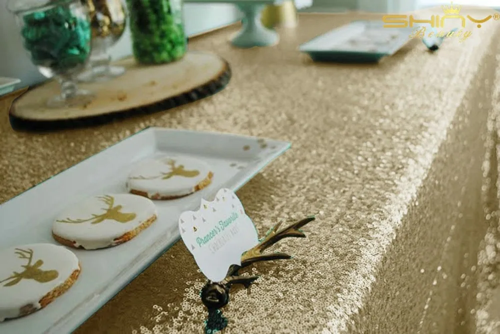 Sequin Tablecloth Matte Gold Rectangle Wedding Tablecloths 80 Inch Sparkle Table Cloth Christmas Tablecloth Overlay-M1018