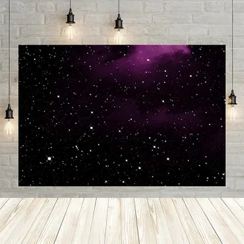

Avezano Starry Sky Stars Clouds Purple Black Child Baby Birthday Party Newborn Decor Backdrop Photo Background Custom Studio