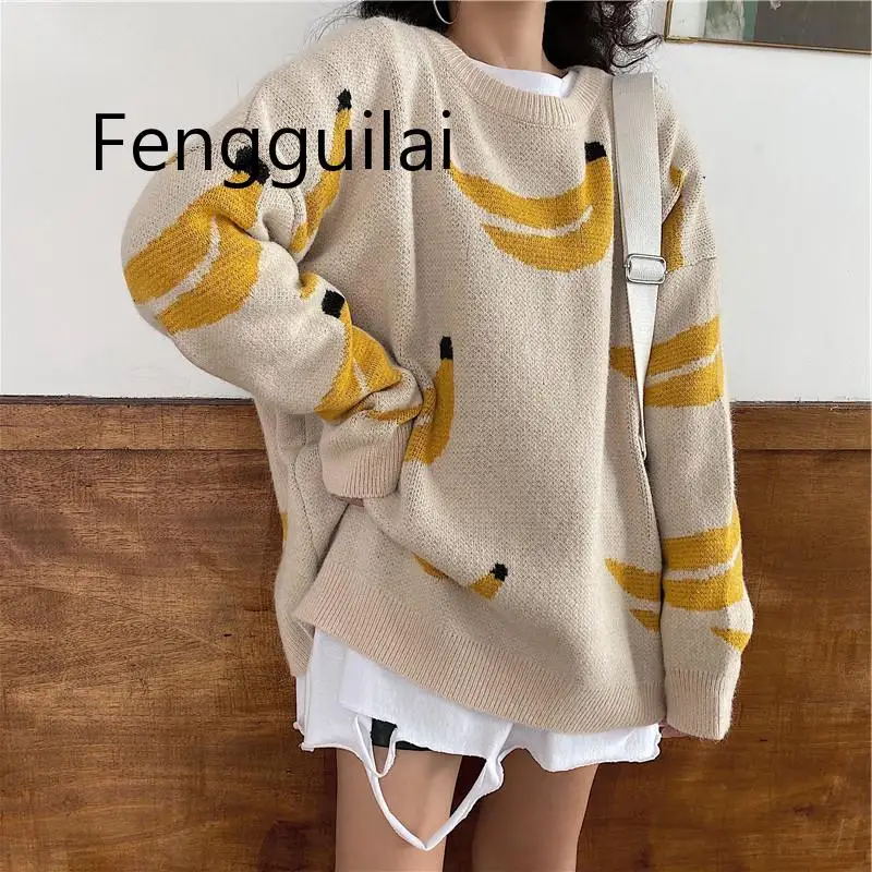 FENGGUILAI новинка 2019 Осень-зима банан толстый свитер для студентов девочек сладкие