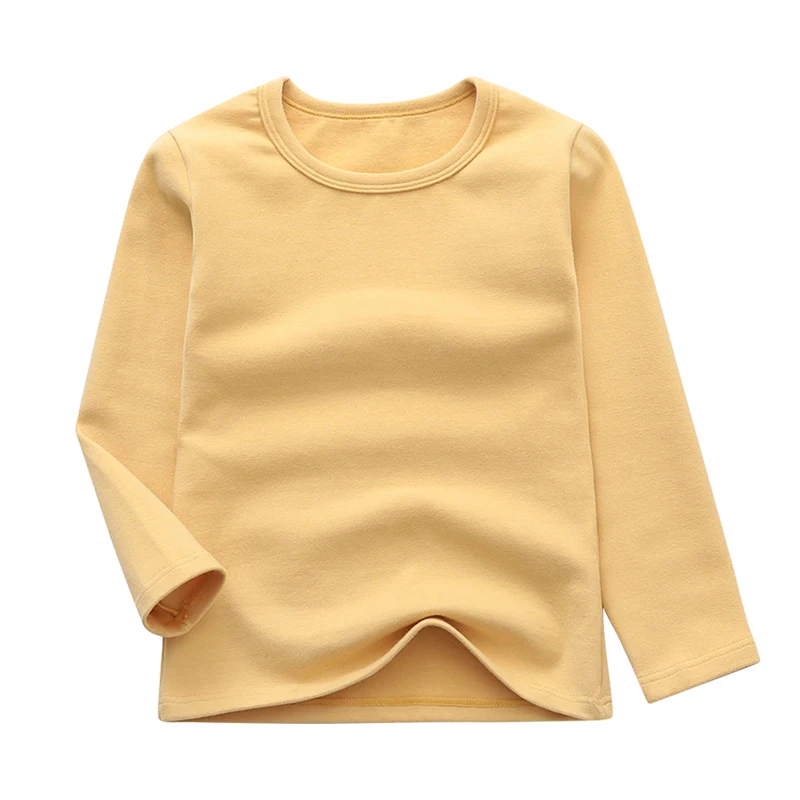 BINIDUCKLING футболка для мальчиков и девочек, хлопок, детские топы с длинными рукавами, пуловер, блузка, рубашки для мальчиков, одежда От 2 до 8 лет - Цвет: Yellow
