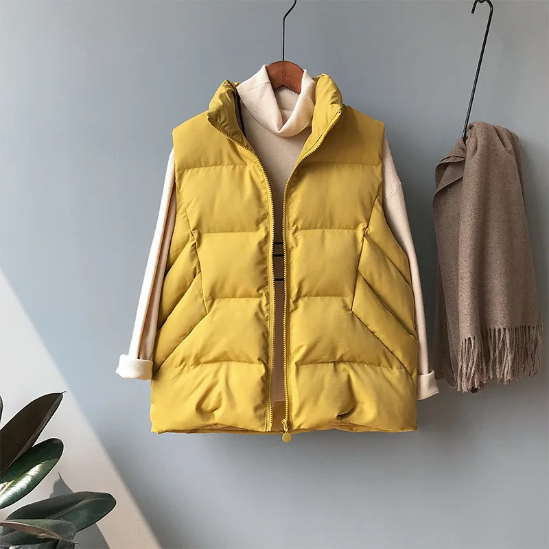 Lugentolo жилет пальто Женская Новая мода осень зима свободная Корейская версия стоячий воротник сплошной карман на молнии повседневный простой жилет