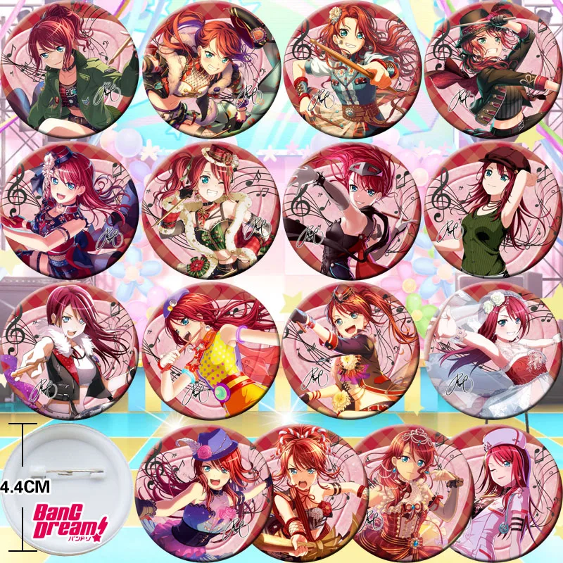 

BanG Dream! Mitake Ran Aoba Moca Uehara Himari Badge Collect Backpack Bags Bedge Button Brooch Pin Souvenir Anime Cosplay 16pcs